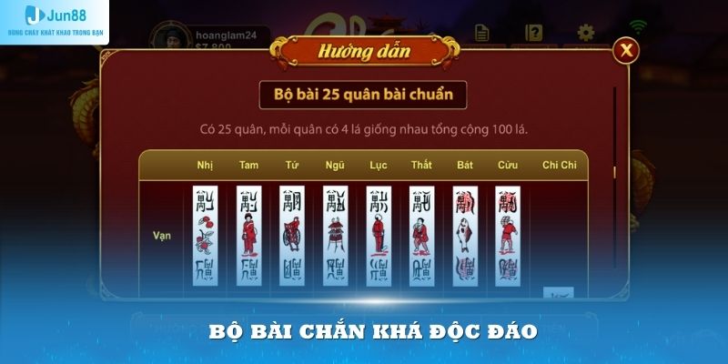 Bộ bài Chắn khá độc đáo với tổng số lá lến đến 100